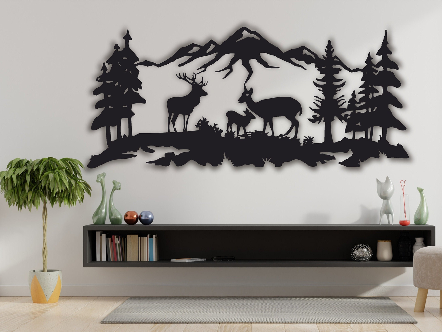 Vuslo Metal Deer Family Wall Art – Rustic Wildlife Decor & Gift for Nature Lovers