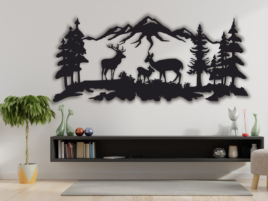 Vuslo Metal Deer Family Wall Art – Rustic Wildlife Decor & Gift for Nature Lovers