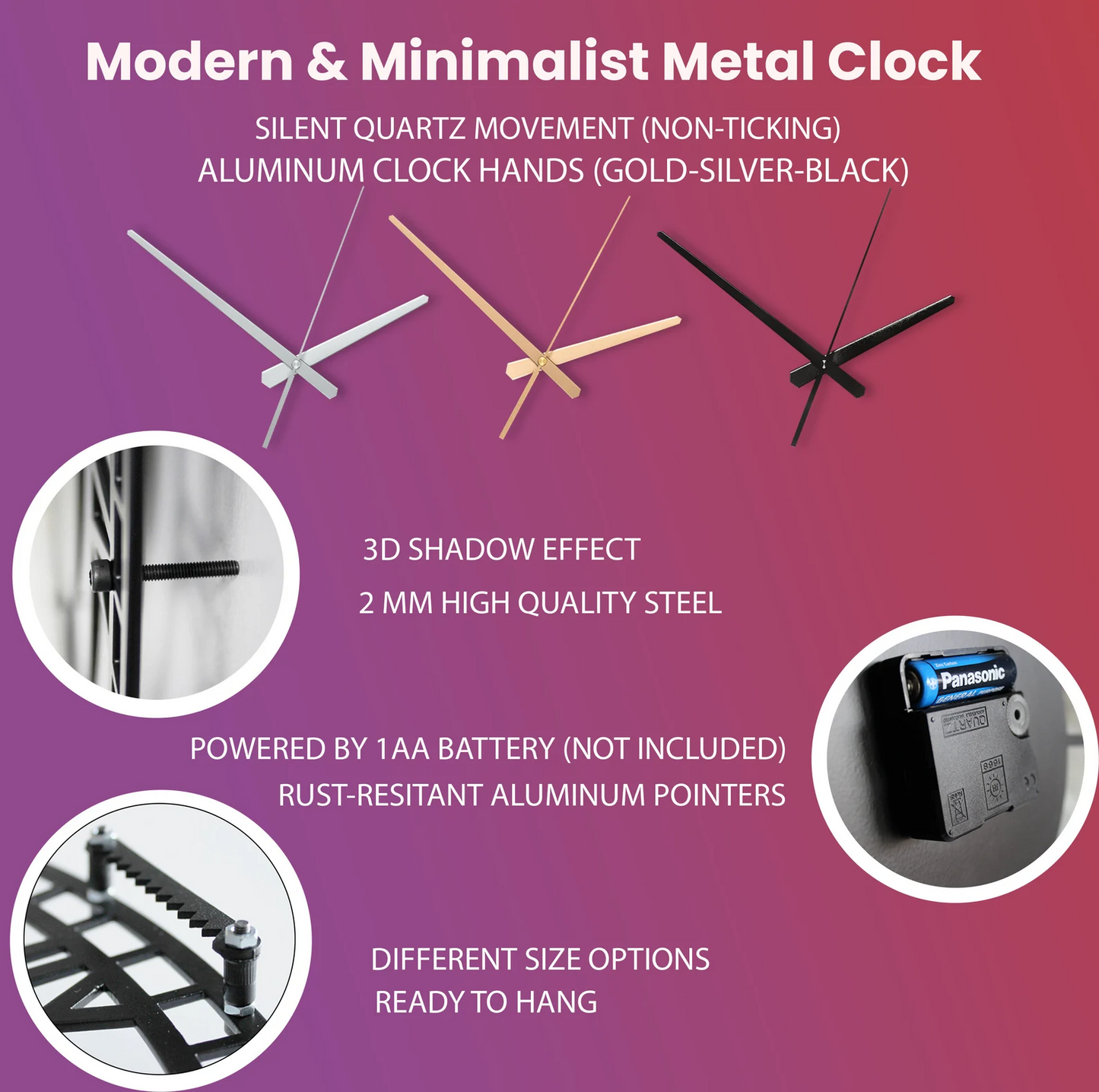 Vuslo Unique Copper Wall Clock