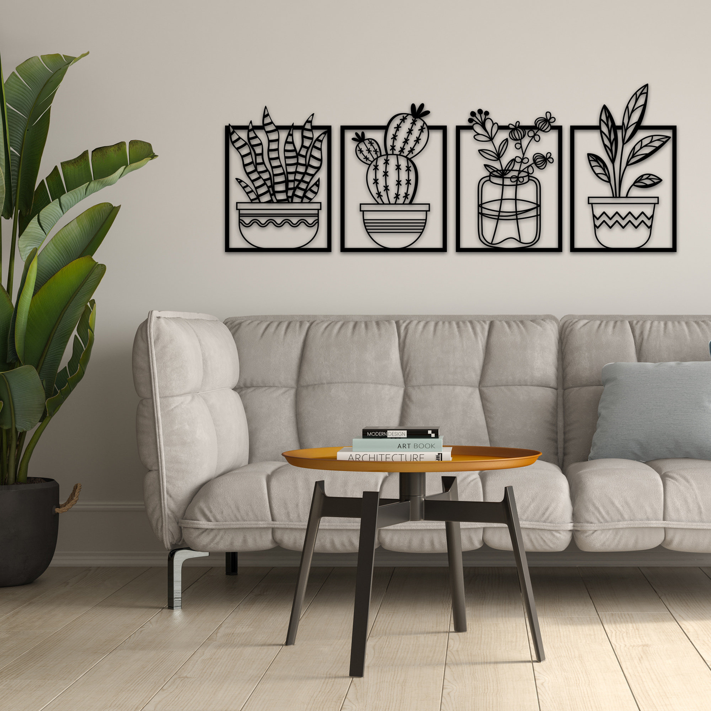Vuslo 4-Piece Metal Cactus Wall Art – Desert-Inspired Home Decor