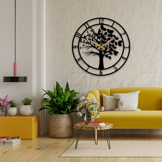 Vuslo Black Tree of Life Wall Clock – Metal Wall Art & Home Decor (on sale)