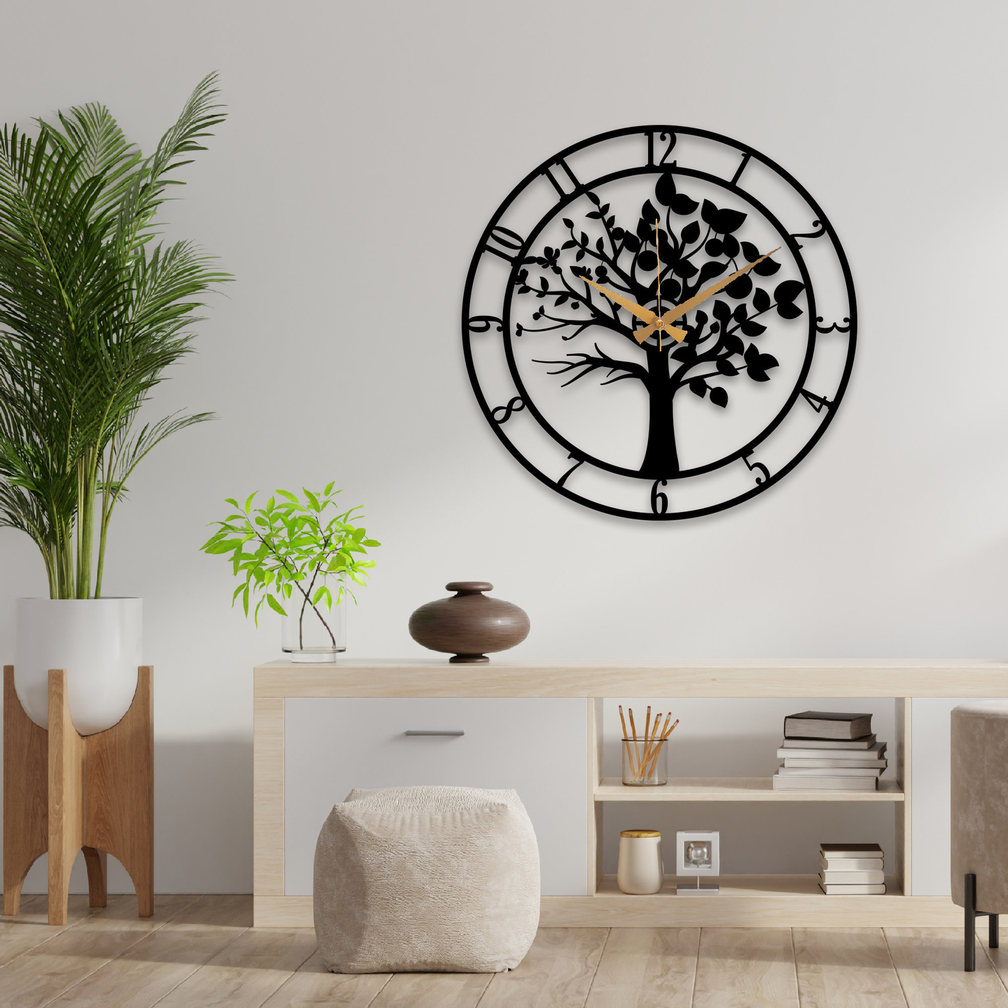 Vuslo Black Tree of Life Wall Clock – Metal Wall Art & Home Decor (on sale)