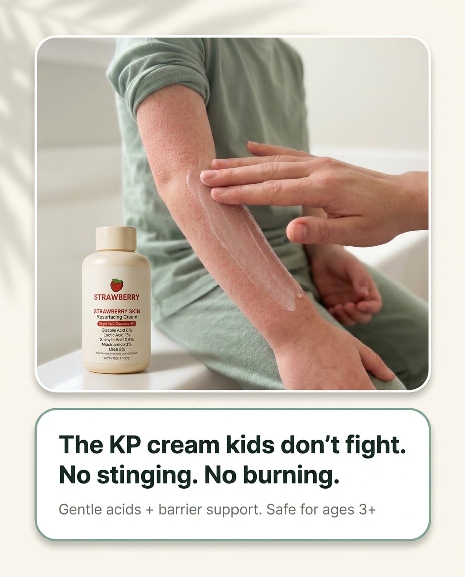 Soft, Smooth Arms Again in 4 to 12 Weeks: The Gentle Cream That Fixes Both Halves of Bumpy Skin 3 A child having cream applied to an arm