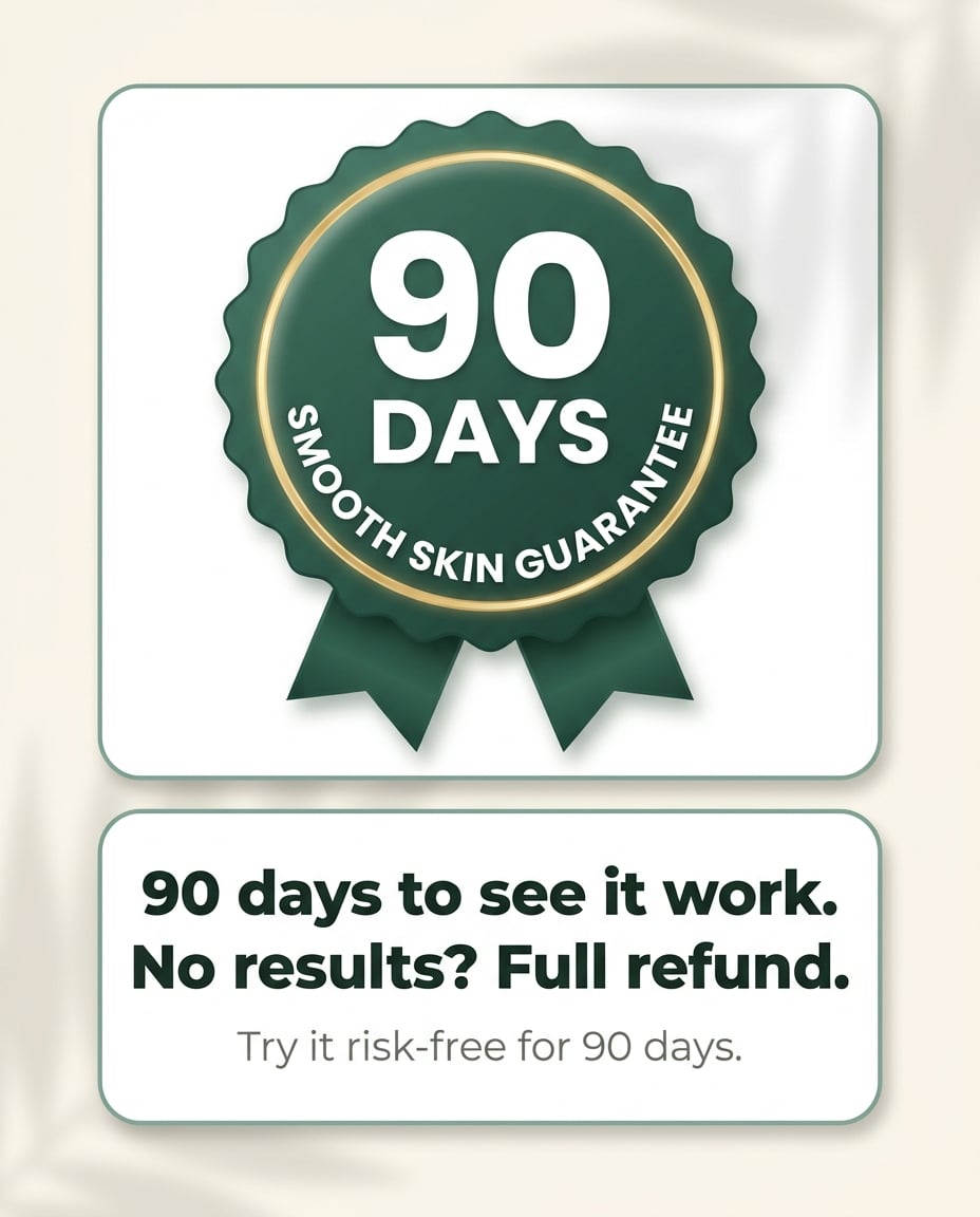 Soft, Smooth Arms Again in 4 to 12 Weeks: The Gentle Cream That Fixes Both Halves of Bumpy Skin 6 90-day money-back guarantee badge